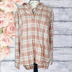Madewell pale pink plaid button up